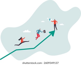 Motivate employee, career improvement or inspiration for self development to success in work, motivation or advice for business growth,character for design.