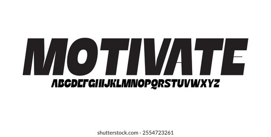 Motivate, Modern abstract digital alphabet font. Minimal technology typography, Creative urban sport fashion futuristic font and with numbers. vector illustration
