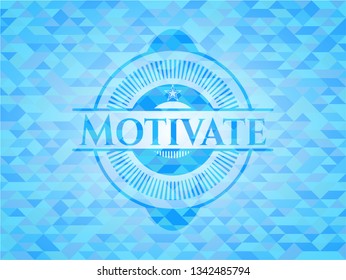 Motivate realistic light blue mosaic emblem