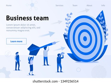 Motivate Teamwork Metaphor Template. Office Coworking People Going Together to Goal. Seo Business Team Work Concept. Vector Illustration of Successful Partnership for Landing Page.
