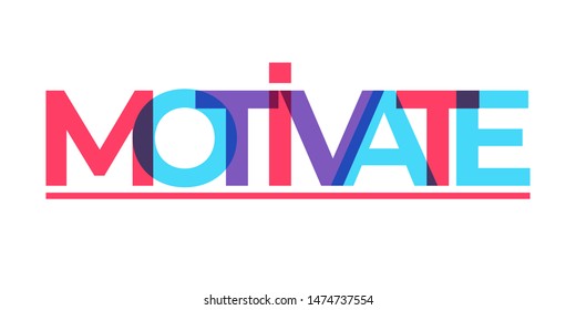 Motivate word typography motivation word lettering beautiful color type vector background