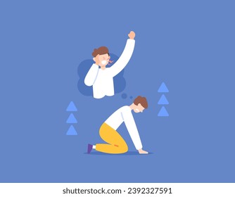 Motivate yourself to arise. encourage yourself. trying or attempting to rise from failure, depression, sadness, and adversity. Instilling positive thoughts for spirit. illustration concept design