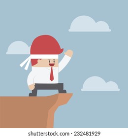 Motivated businessman on the cliff, Motivation concept, VECTOR, EPS10