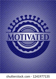 Motivated emblem with jean high quality background
