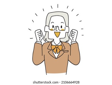  Motivated female student, warm hand-drawn illustration, vector on white background