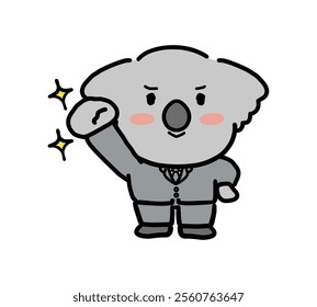 A motivated koala character wearing a suit.