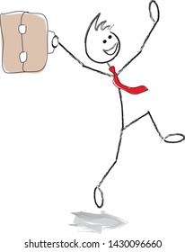motivated and positive businessman who jumps