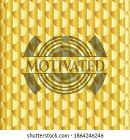 Motivated shiny golden badge. Scales pattern. Vector Illustration. Detailed. 
