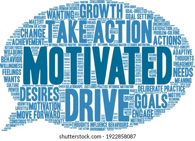 Motivated word cloud on a white background. 