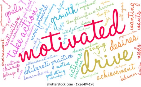 Motivated word cloud on a white background. 