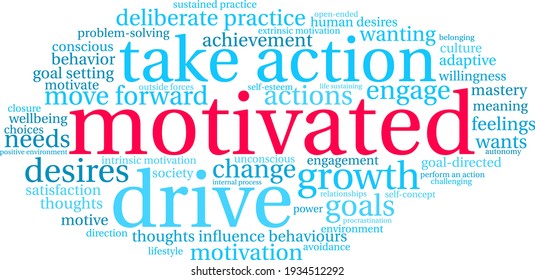 Motivated word cloud on a white background. 