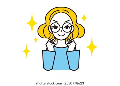 Motivada jovem mulher com óculos
