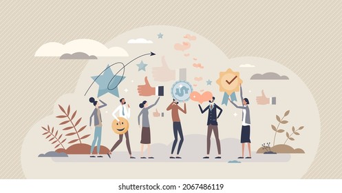 Motivating employees as encourage methods or appreciation tiny person concept. Performance boost with financial bonus to engage labor and company vector illustration. Successful leadership strategy.