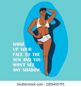 Motivating postcard for people with prosthetics. Happy Disabled Day. Special people with prosthetics. Suitable for printed products on paper and textiles. Banners, flyers, clothes.