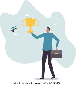 Motivação para alcançar o objetivo, recompensa ou prêmio para motivar os funcionários a ter sucesso no trabalho, esforço e ambição para alcançar o objetivo .character para design.
