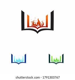 Motivation Book symbol designs, Hot Learn symbol designs vector. stock illustration