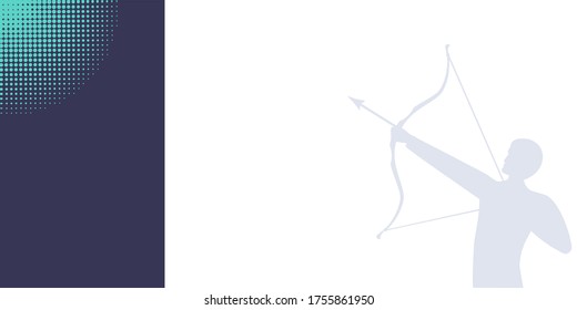 Motivation business banner - man shoots from a bow - background with graphic element - vector.
