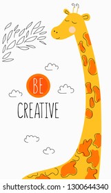 Motivation card with giraffe