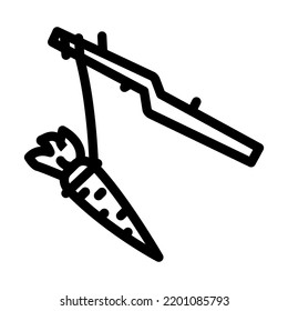 motivation carrots on a string line icon vector. motivation carrots on a string sign. isolated contour symbol black illustration