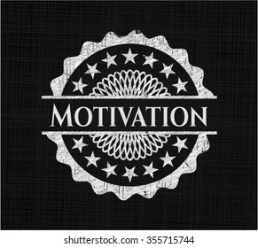 Motivation chalkboard emblem on black board
