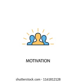 Motivation concept 2 colored line icon. Simple yellow and blue element illustration. Motivation concept outline symbol design from Startup set