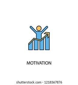 motivation concept 2 colored line icon. Simple yellow and blue element illustration. motivation concept outline symbol design