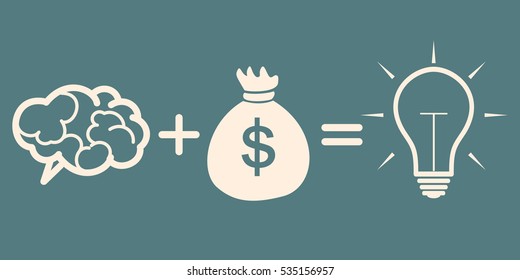 motivation concept. brain plus money = idea
