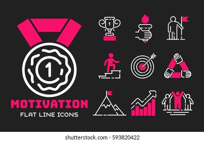 Motivation concept chart pink icon business strategy development design and management leadership teamwork growth creativity office training vector.