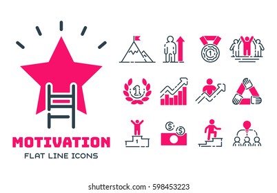 Motivation concept chart pink icon business strategy development design and management leadership teamwork growth creativity office training vector.
