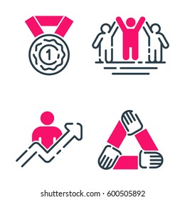 Motivation concept chart pink icon business strategy development design and management leadership teamwork growth creativity office training vector.