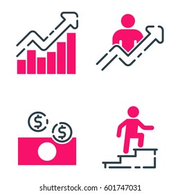 Motivation concept chart pink icon business strategy development design and management leadership teamwork growth creativity office training vector.