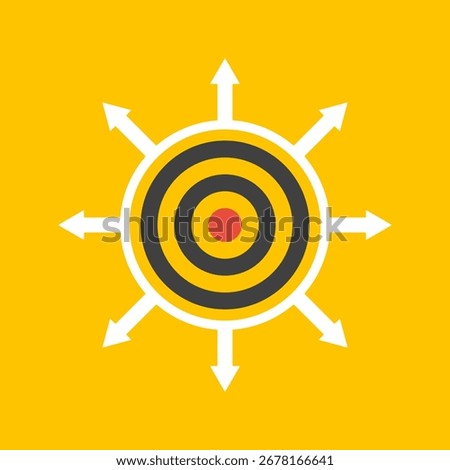 motivation concept, each target open new ways to new achievement, yellow background illustration