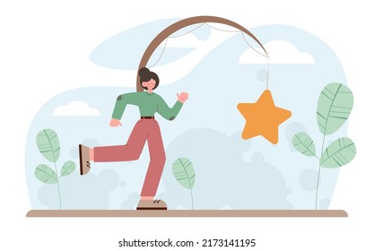 Motivation concept. Empolyee motivation for career goals achievement. Ambition, persistence and responsibility. Success in challenge's overcoming. Flat vector illustration
