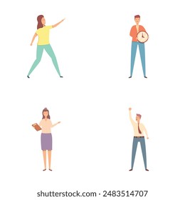 Motivation concept icons set cartoon vector. Personal development. Challenge, success, risk