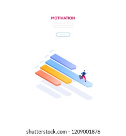 Motivation concept - modern isometric vector web banner