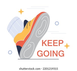 Motivation concept. Motivated person setting and achieving a goal. Ambition, persistence and responsibility. Success in challenges overcoming, inspirational progress. Flat vector illustration