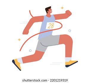 Motivation concept. Motivated person setting and achieving a goal. Ambition, persistence and responsibility. Success in challenges overcoming, inspirational progress. Flat vector illustration