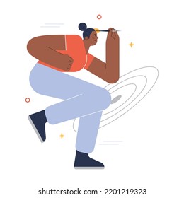 Motivation concept. Motivated person setting and achieving a goal. Ambition, persistence and responsibility. Success in challenges overcoming, inspirational progress. Flat vector illustration