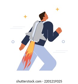Motivation concept. Motivated person setting and achieving a goal. Ambition, persistence and responsibility. Success in challenges overcoming, inspirational progress. Flat vector illustration