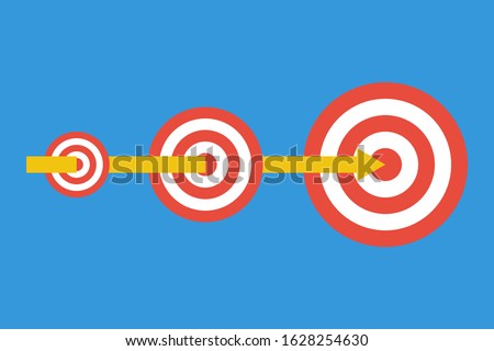 Motivation concept. Step-by-step leader way. From small target to great result.