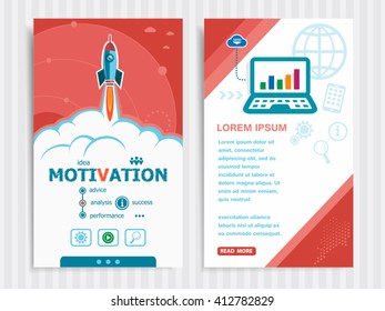 Motivation design and concept background with rocket. Project Motivation concepts and Set of Banners. Vector Illustration. Eps10 Format.