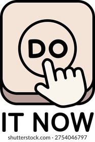 Motivation do it now button icon with hand pressing