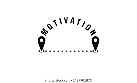 Motivation emblem, black isolated silhouette