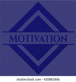 Motivation emblem with jean texture