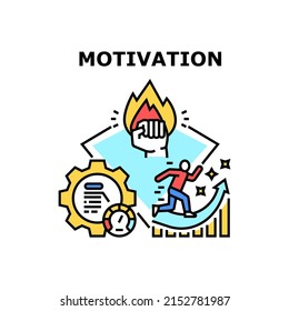 Motivation Goal Vector Icon Concept. Motivation Goal For Earning Money And Increasing Sales, Manager Or Businessman Motivate For Successful Achievement And Financial Wealth Color Illustration