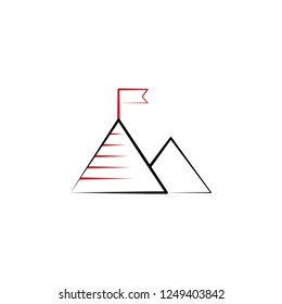 Motivation, goals, pyramid, flag 2 colored line icon. Simple colored hand drawn element of illustration. goals, pyramid, flag outline symbol design from motivation set