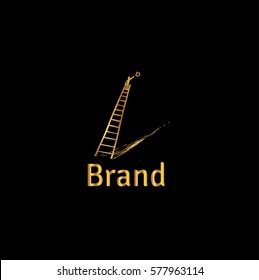 Motivation golden vector logo. Catch a star illustration