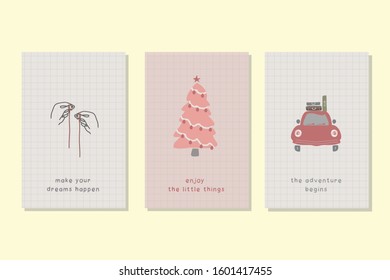 Motivation greeting card with unique illustration. Template for New Year 2020 gift tag, stickers, Planner, Invitations.