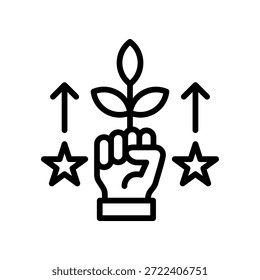 Ilustración vectorial de la línea de ícono de crecimiento de motivación