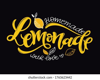 Motivation hand drawn doodle lettering quote about lemonade. Summer homemade lemonade label art. Template design for banner, poster, t-shirt design.